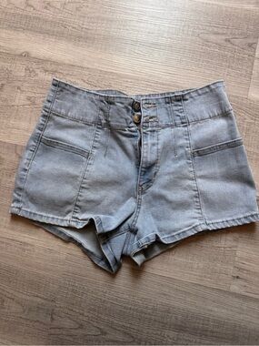 No Boundaries Light Gray High Waist Denim Shorts